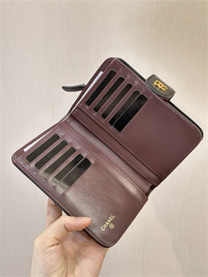 Chanel Snap Wallet Lambskin Gold Tone Metal Black A48667