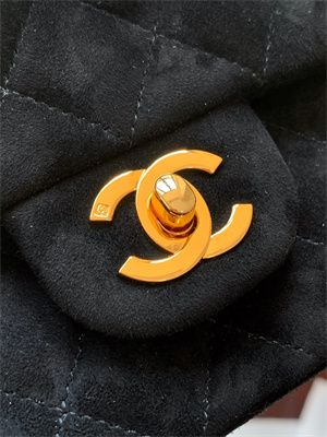 Cha.nel Mini Classic Flap Bag Suede Gold Tone Metal Black 01116