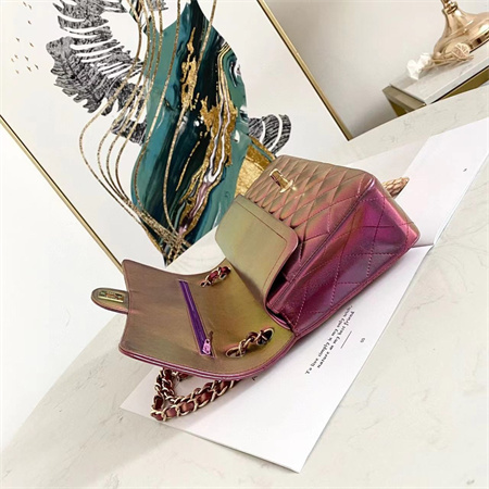 Chanel Medium Classic Flap Bag Iridescent Lambskin Gold Tone Metal  01112