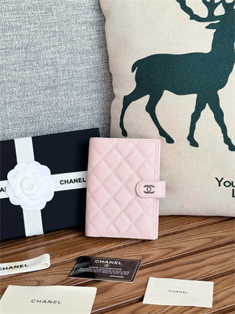 Chanel Passport Holder In Grained Calfskin Silver Tone Metal Pink AP3658