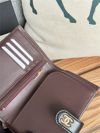 Chanel Passport Holder In Lambskin Gold Tone Metal Black AP3658