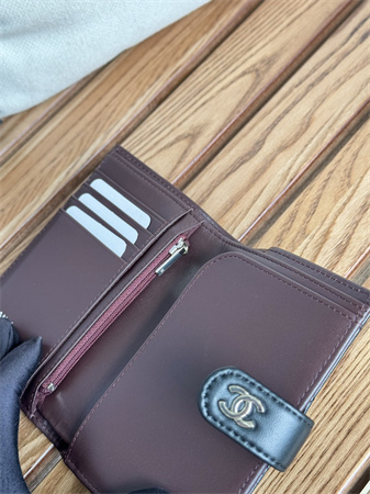 Chanel Passport Holder In Lambskin Silver Tone Metal Black AP3658