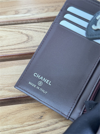 Chanel Passport Holder In Grained Calfskin Silver Tone Metal Black AP3658