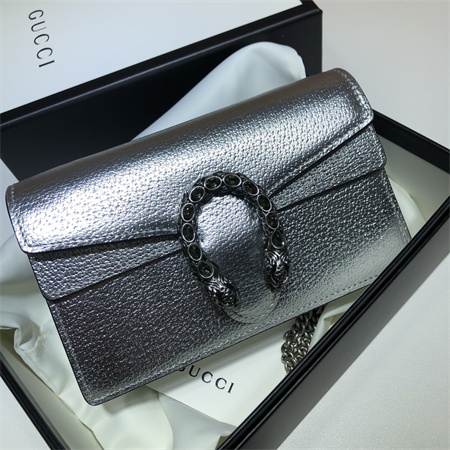 Gu.cci Dionysus Super Mini Bag Silver Leather 476432