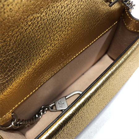 Gu.cci Dionysus Super Mini Bag Gold Leather 476432