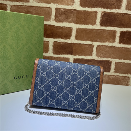 Gu.cci Dionysus GG Supreme chain wallet GG Denim 401231