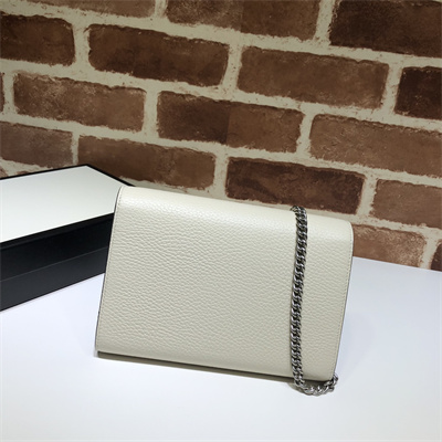 Gu.cci Dionysus GG Supreme chain wallet Cream Leather 401231