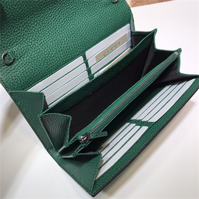 Gu.cci Dionysus GG Supreme chain wallet Green Leather 401231