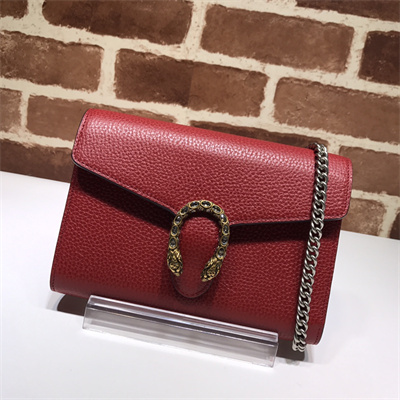 Gu.cci Dionysus GG Supreme chain wallet Red Leather 401231