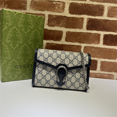 Gu.cci Dionysus GG Supreme chain wallet GG Supreme canvas Blue 401231