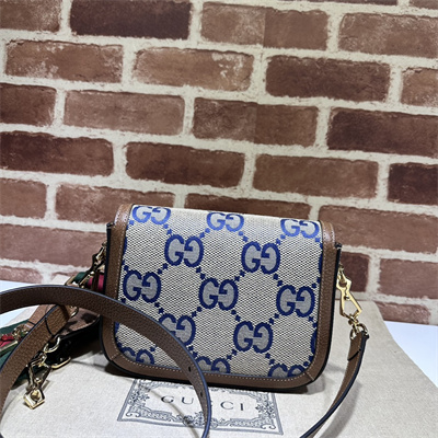 Gu.cci Horsebit 1955 Blue Jumbo GG Mini Bag  658574