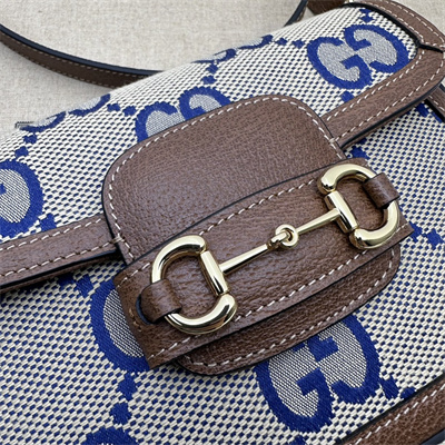 Gu.cci Horsebit 1955 Blue Jumbo GG Mini Bag  658574