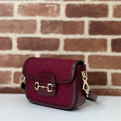 Gu.cci Horsebit 1955 Mini Bag GG Canvas Burgundy 658574