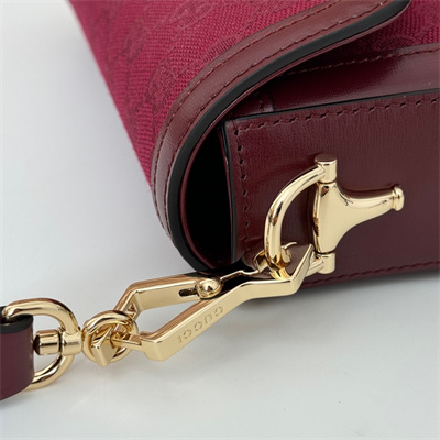 Gu.cci Horsebit 1955 Mini Bag GG Canvas Burgundy 658574