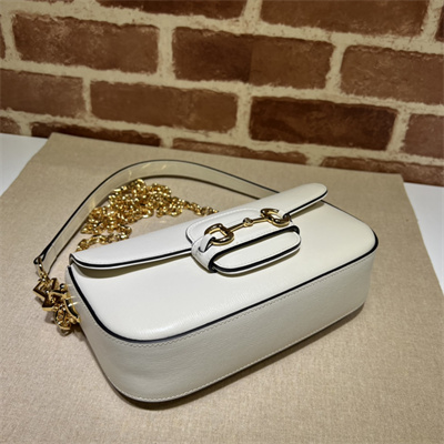 Gu.cci Horsebit 1955 Small Shoulder Bag White Leather 735178