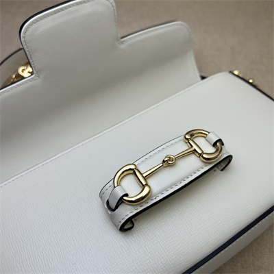 Gu.cci Horsebit 1955 Small Shoulder Bag White Leather 735178