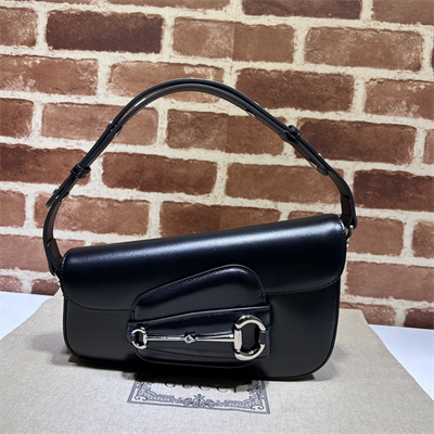 Gu.cci Horsebit 1955 Small Shoulder Bag Black Leather 764155