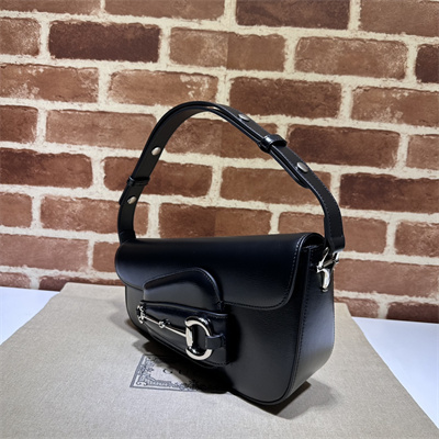 Gu.cci Horsebit 1955 Small Shoulder Bag Black Leather 764155
