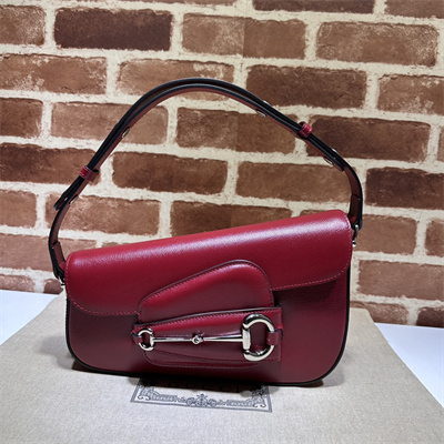 Gu.cci Horsebit 1955 Small Shoulder Bag Burgundy Leather 764155