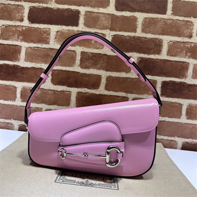 Gu.cci Horsebit 1955 Small Shoulder Bag Pink Leather 764155