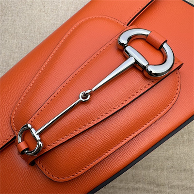 Gu.cci Horsebit 1955 Small Shoulder Bag Orange Leather 764155