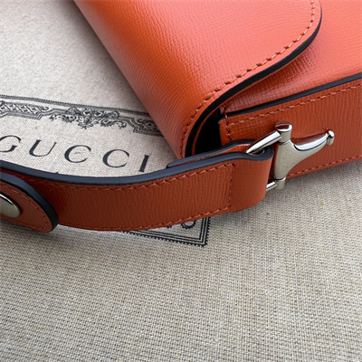 Gu.cci Horsebit 1955 Small Shoulder Bag Orange Leather 764155