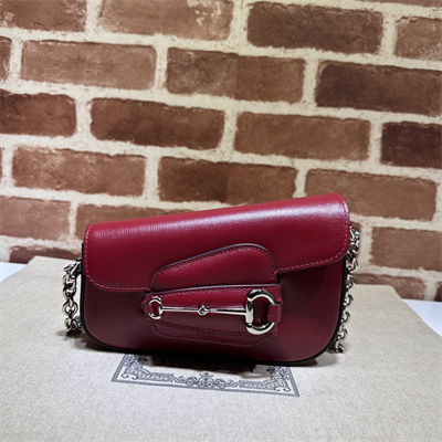 Gu.cci Horsebit 1955 Mini Shoulder Bag Burgundy Leather 774209