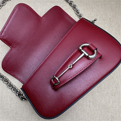 Gu.cci Horsebit 1955 Mini Shoulder Bag Burgundy Leather 774209