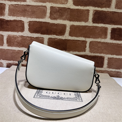 Gu.cci Horsebit 1955 Mini Shoulder Bag White Leather 774209