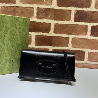 Gu.cci Horsebit 1955 Wallet With Chain Black Leather 621892