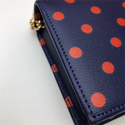 Gu.cci Horsebit 1955 Wallet With Chain Leather Navy With Red Dot 621892