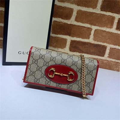 Gu.cci Horsebit 1955 Wallet With Chain GG Supreme Canvas 621892