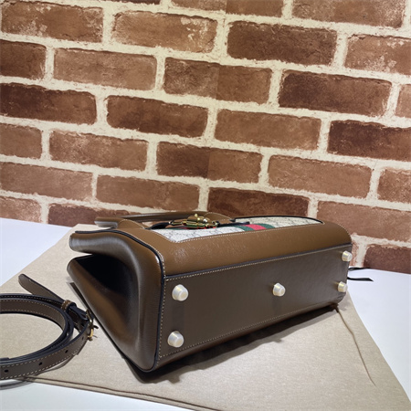 Gu.cci Jackie 1961 Medium Tote Bag GG Canvas&Brown Leather 649016