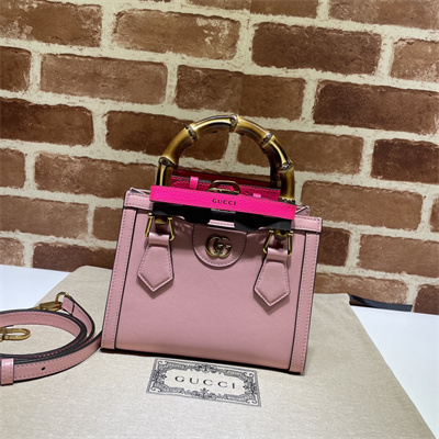 Gu.cci Diana Mini Tote Bag Pink Leather 655661