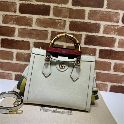 Gu.cci Diana Small Tote Bag White Canvas 2 Straps 702721