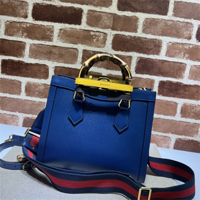 Gu.cci Diana Small Tote Bag Blue Leather 2 Straps 702721