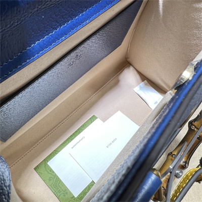 Gu.cci Diana Small Tote Bag Blue Leather 2 Straps 702721