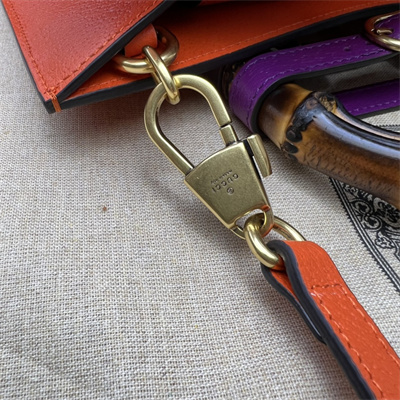 Gu.cci Diana Small Tote Bag Orange Leather 2 Straps 702721