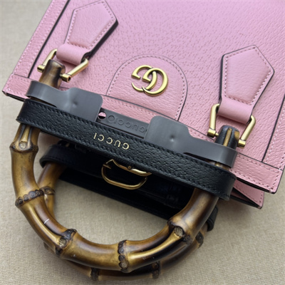 Gu.cci Diana Mini Tote Bag Pink Leather 2 Straps 702732