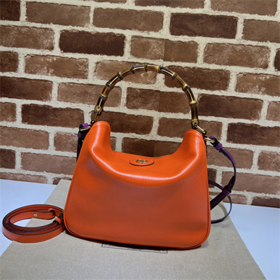 Gu.cci Diana Medium Shoulder Bag Orange Leather 746124