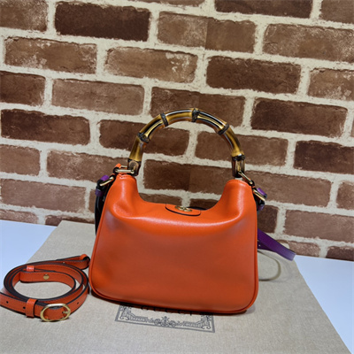 Gu.cci Diana Small Shoulder Bag Orange Leather 746251