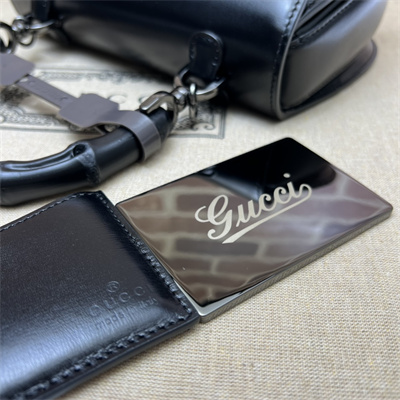 Gu.cci Bamboo 1947 Small Top Handel Bag Black Leather 675797