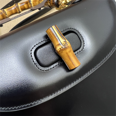 Gu.cci Bamboo 1947 Small Top Handel Bag Black Leather 675797