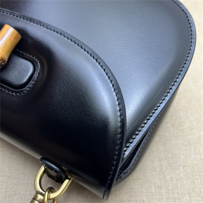 Gu.cci Bamboo 1947 Small Top Handel Bag Black Leather 675797