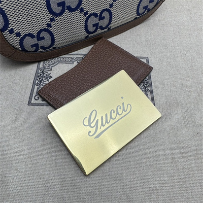 Gu.cci Bamboo 1947 Blue Jumbo GG Small Top Handle Bag 675797