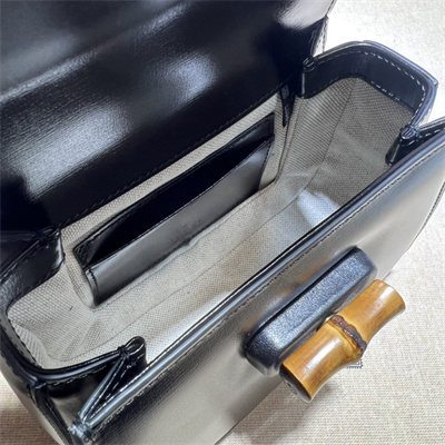 Gu.cci Bamboo 1947 Mini Top Handle Bag Black Leather 686864