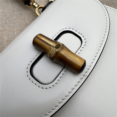 Gu.cci Bamboo 1947 Mini Top Handle Bag White Leather 686864