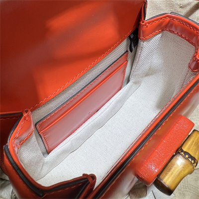 Gu.cci Bamboo 1947 Mini Top Handle Bag Orange Leather 686864
