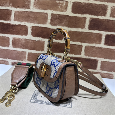 Gu.cci Bamboo 1947 Blue Jumbo GG Mini Top Handle Bag 686864