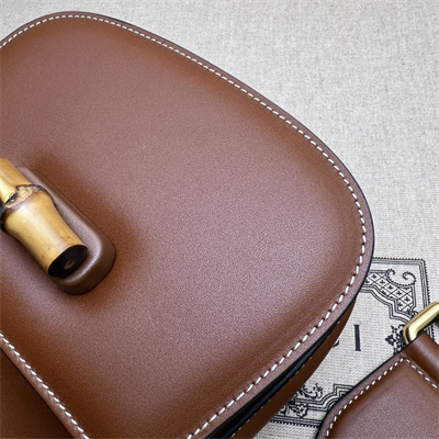 Gu.cci Bamboo 1947 Mini Top Handle Bag Vintage Brown Leather 686864